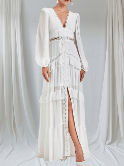 Aryna Chiffon-Maxikleid mit Rüschen