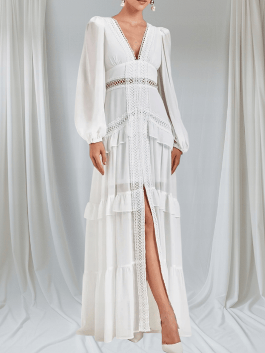 Aryna Chiffon-Maxikleid mit Rüschen