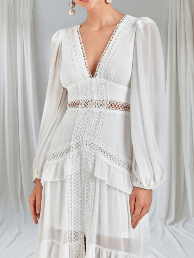 Aryna Chiffon-Maxikleid mit Rüschen