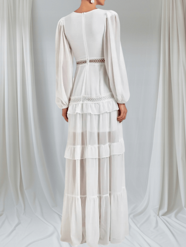 Aryna Chiffon-Maxikleid mit Rüschen