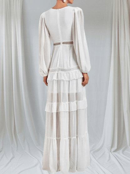 Aryna Chiffon-Maxikleid mit Rüschen