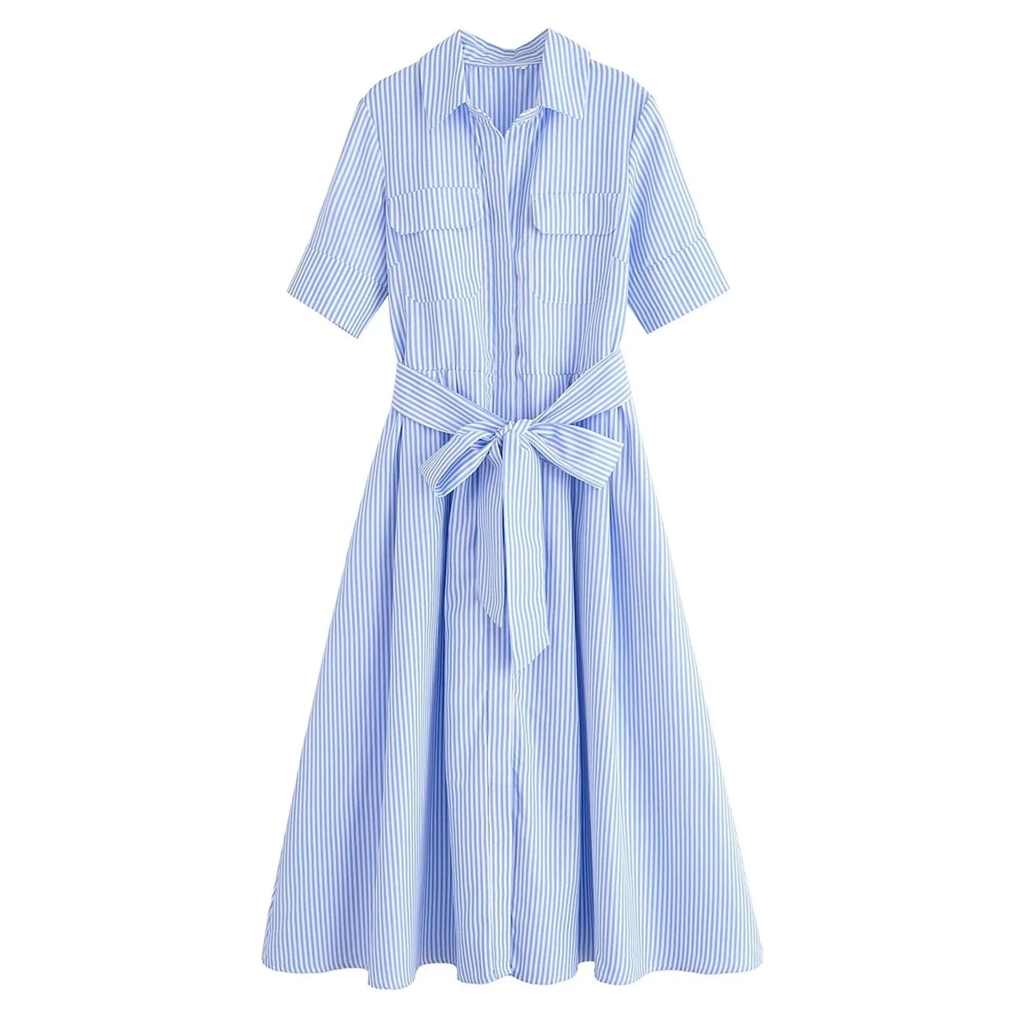 Beatrice Hemdblusenkleid mit Gürtel in Midilänge