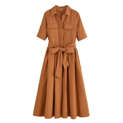 Beatrice Hemdblusenkleid mit Gürtel in Midilänge