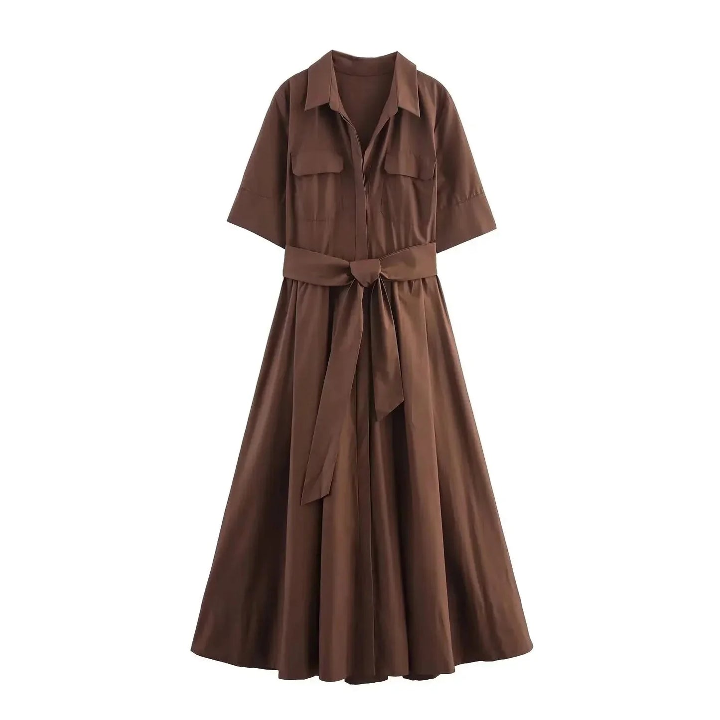 Beatrice Hemdblusenkleid mit Gürtel in Midilänge