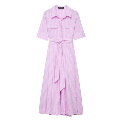 Beatrice Hemdblusenkleid mit Gürtel in Midilänge