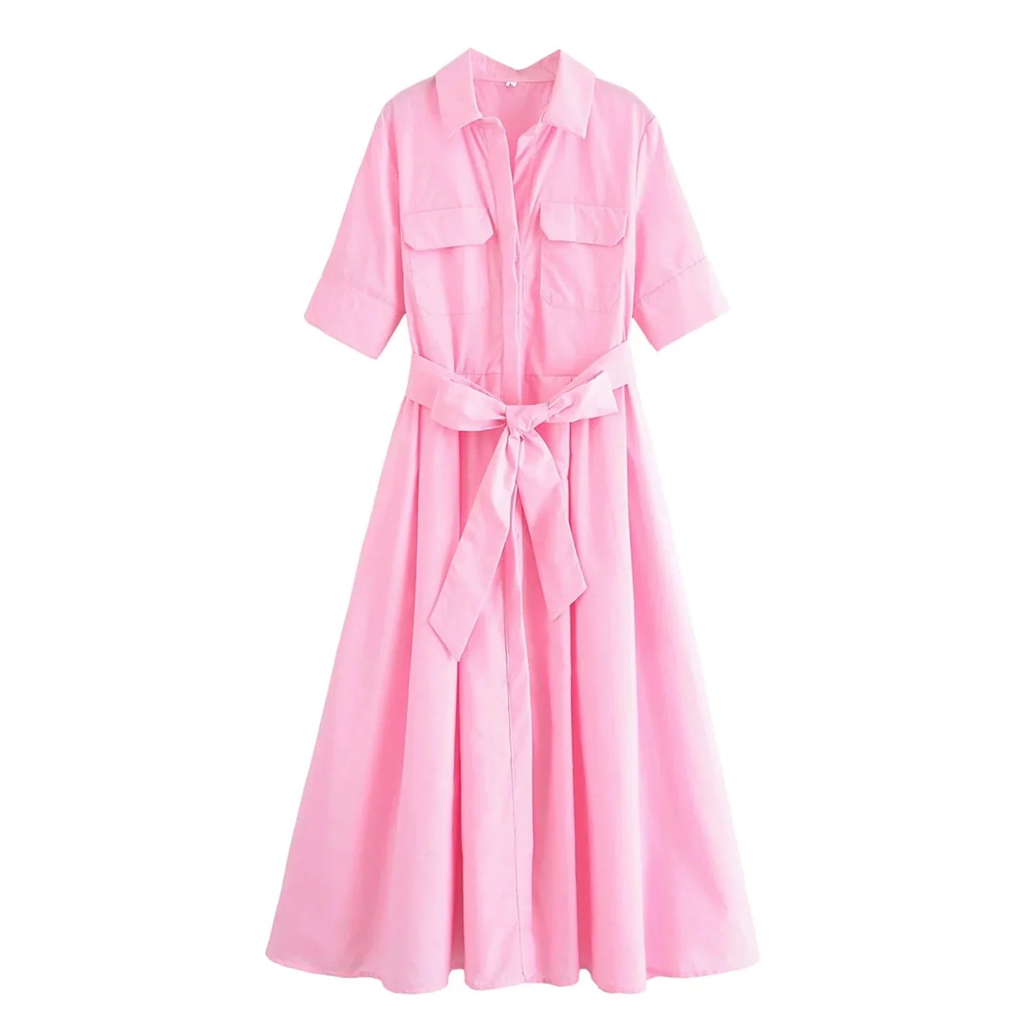 Beatrice Hemdblusenkleid mit Gürtel in Midilänge