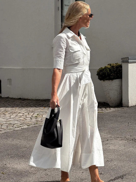 Beatrice Hemdblusenkleid mit Gürtel in Midilänge