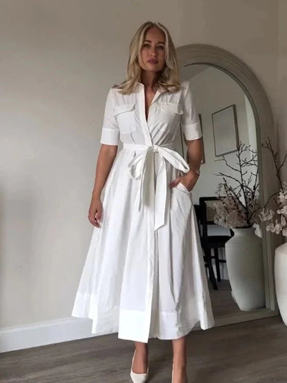 Beatrice Hemdblusenkleid mit Gürtel in Midilänge