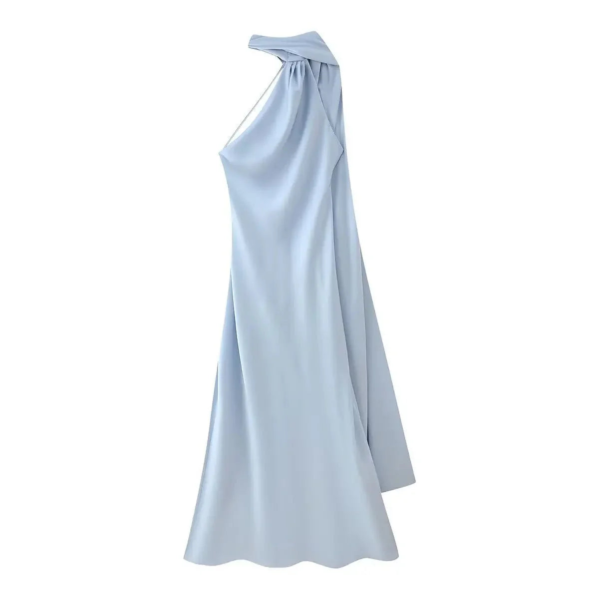 Beatrice Neckholder rückenfreies Seidensatin-Maxikleid