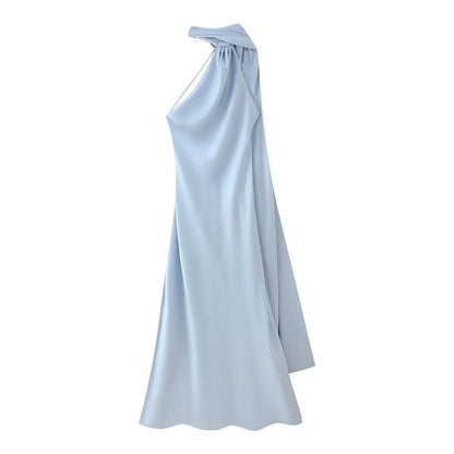Beatrice Neckholder rückenfreies Seidensatin-Maxikleid