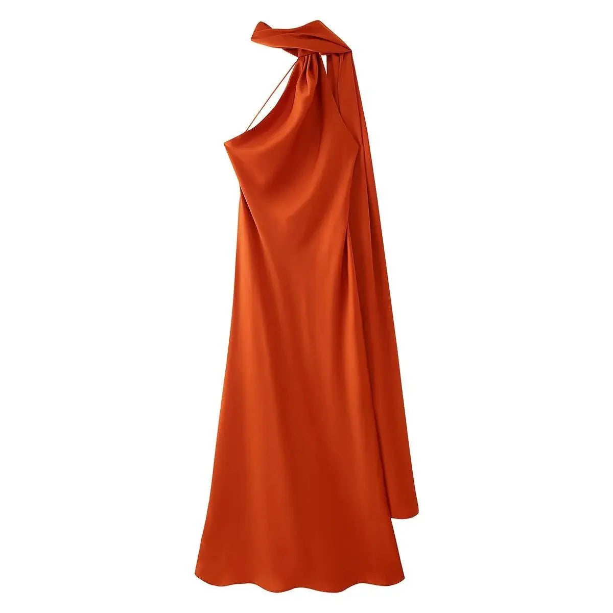 Beatrice Neckholder rückenfreies Seidensatin-Maxikleid