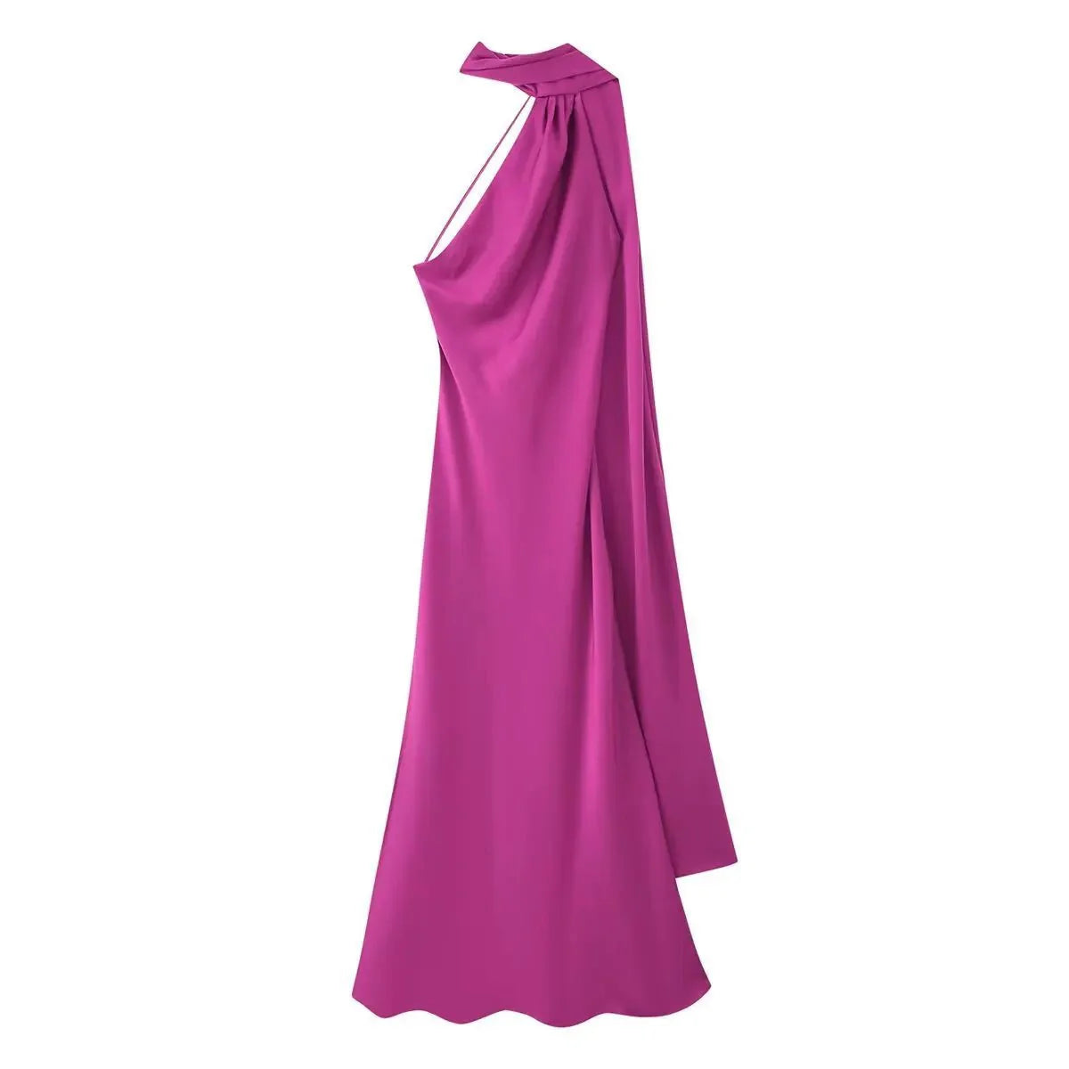 Beatrice Neckholder rückenfreies Seidensatin-Maxikleid