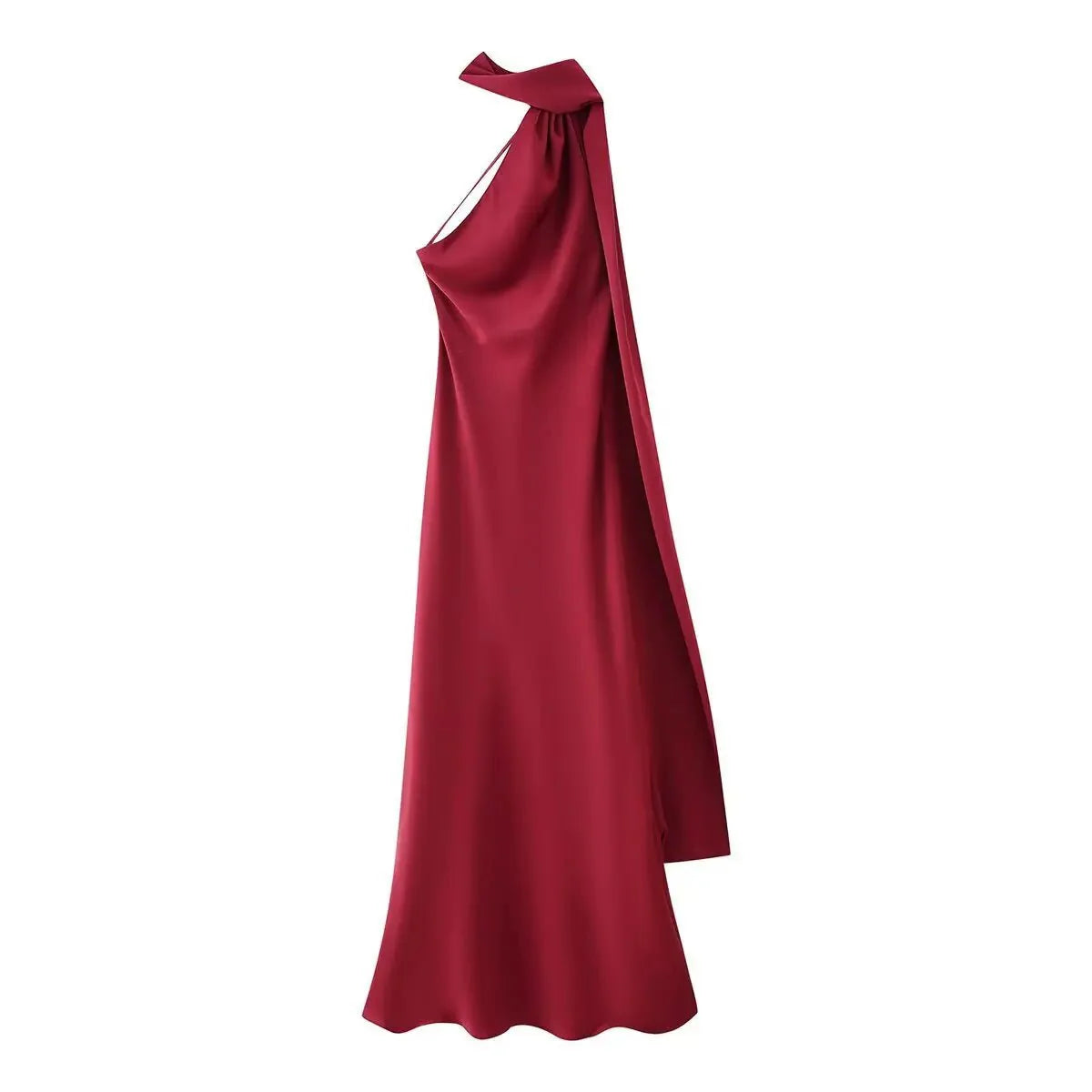 Beatrice Neckholder rückenfreies Seidensatin-Maxikleid