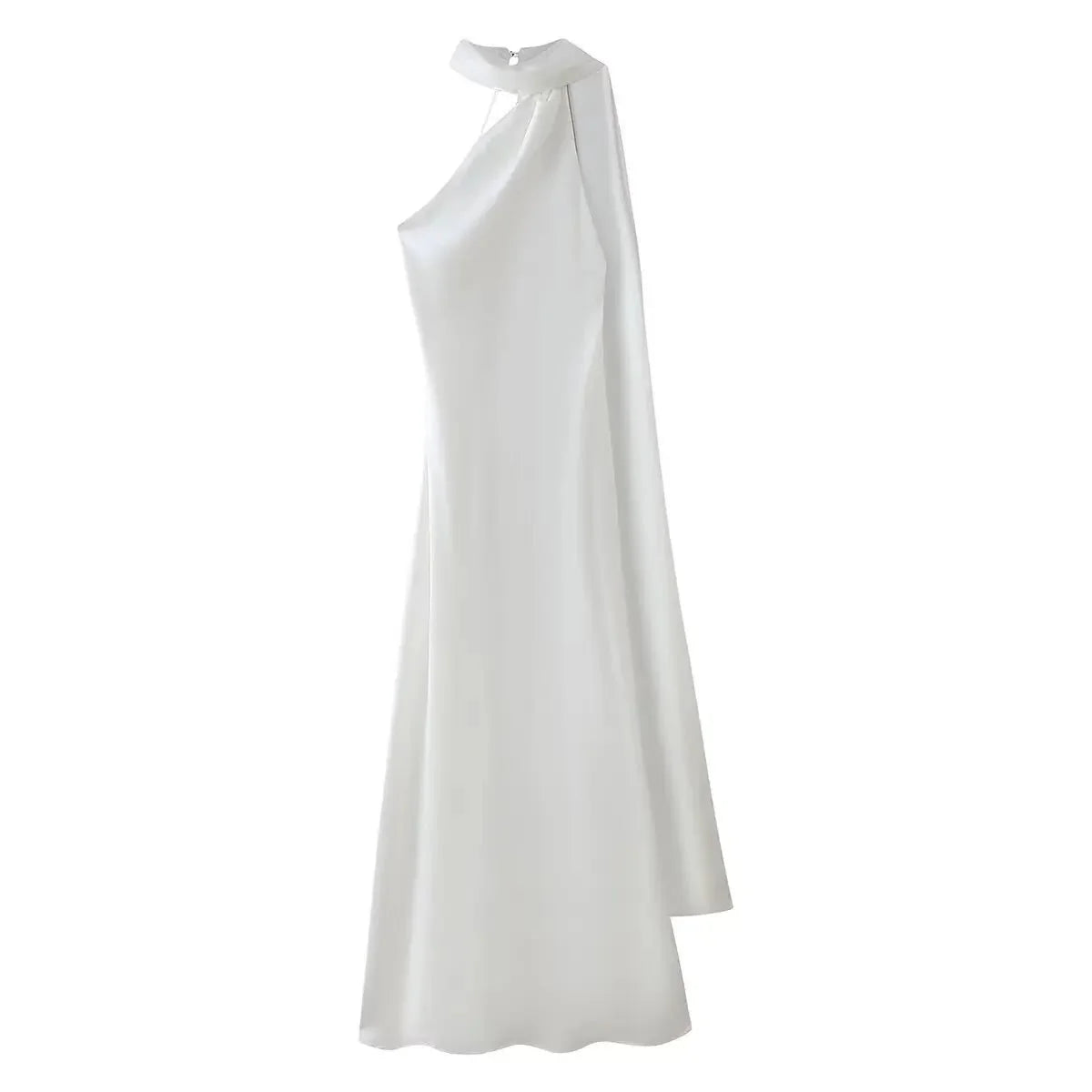 Beatrice Neckholder rückenfreies Seidensatin-Maxikleid