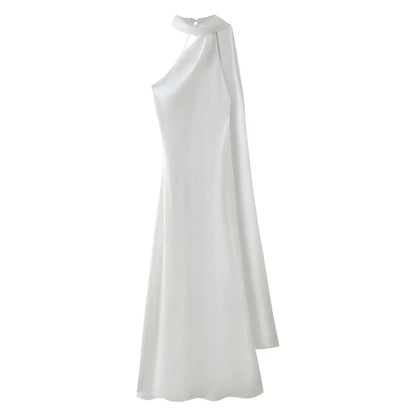 Beatrice Neckholder rückenfreies Seidensatin-Maxikleid