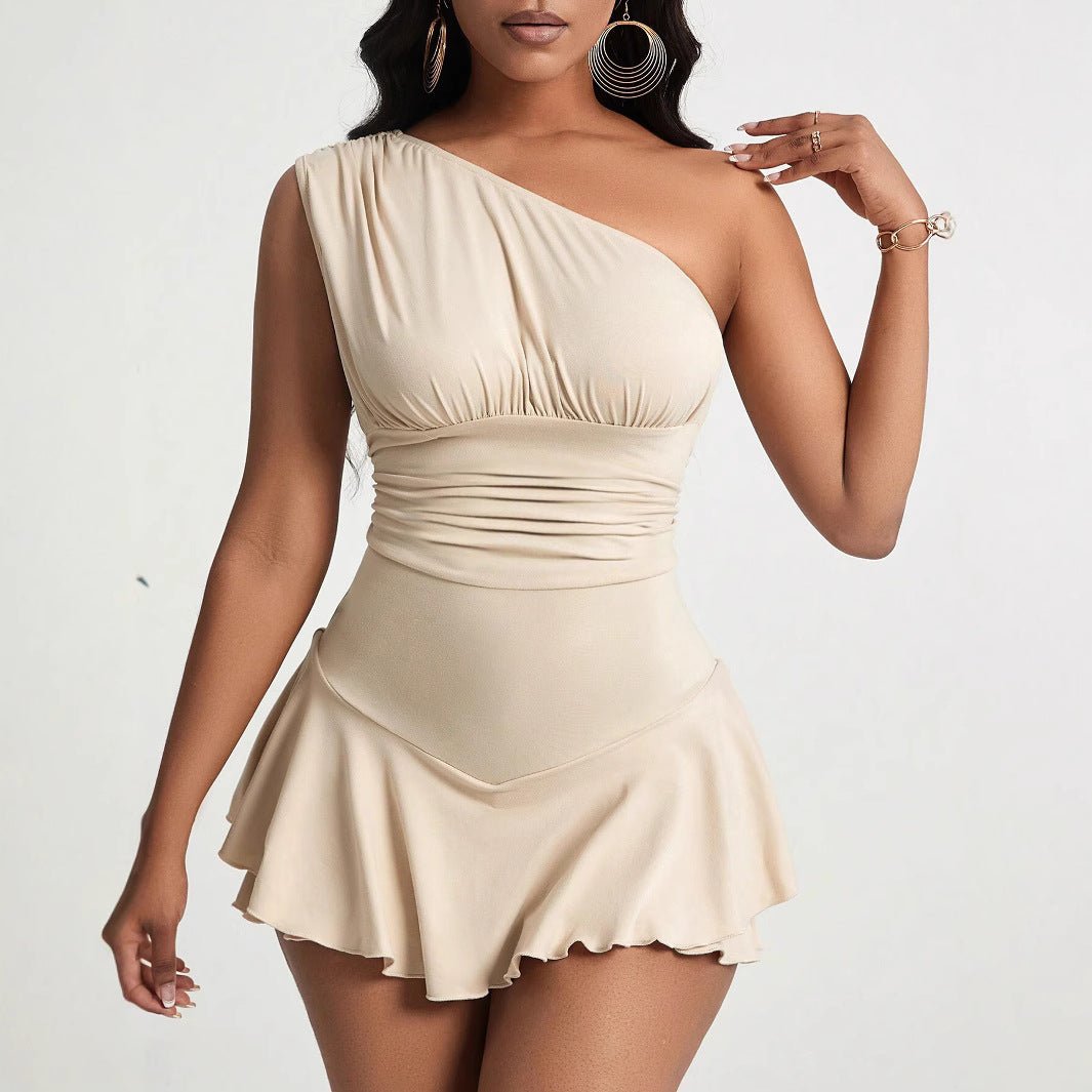 Bella Asymmetrisches Rüschen-Minikleid