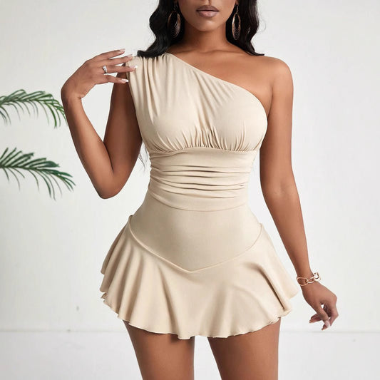 Bella Asymmetrisches Rüschen-Minikleid