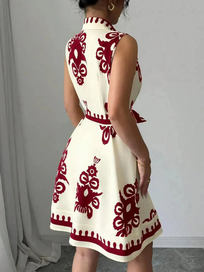 Bianca Butterfly Print Tie-Waist Midi Dress