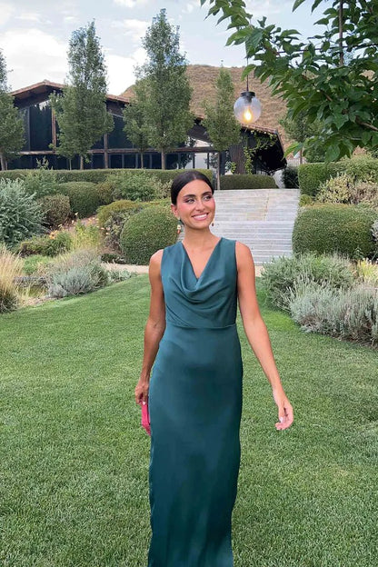 Bianca satin maxi dress with cowl neck