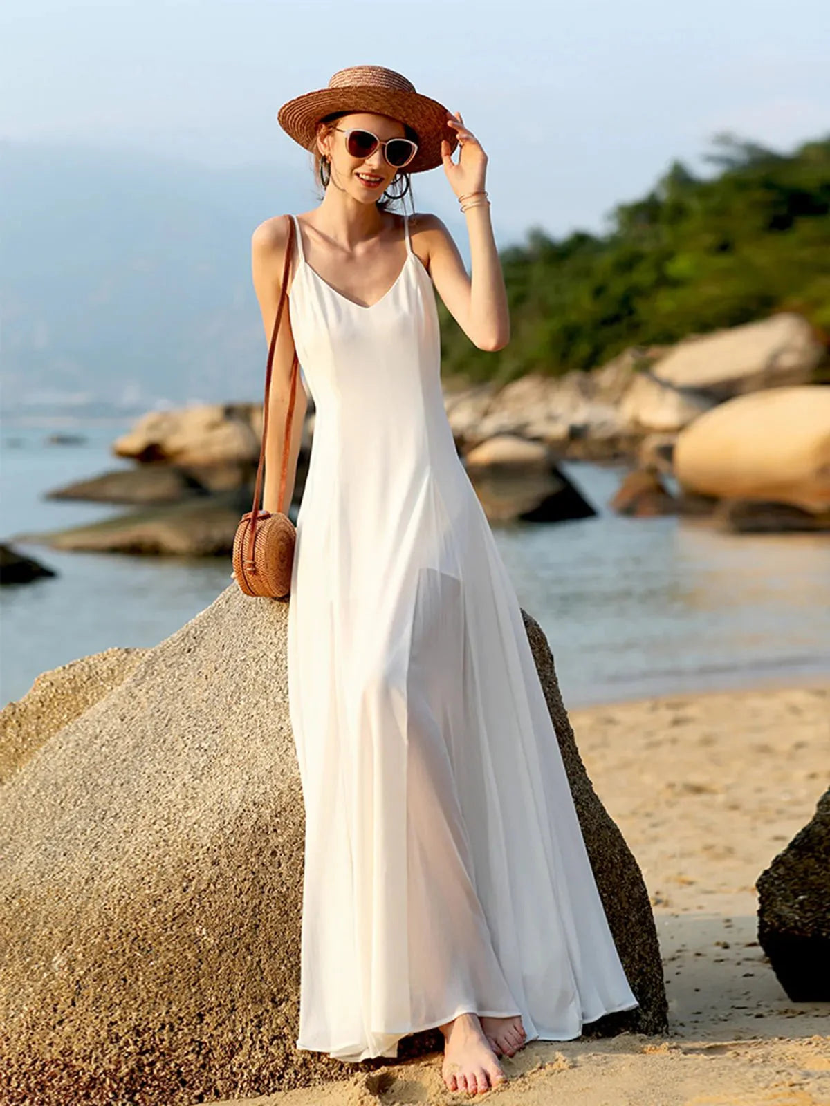 Bianca V-Neck Backless Strappy Maxi Dress