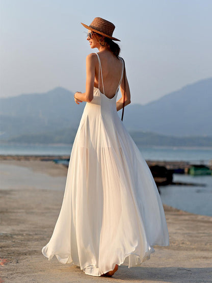 Bianca V-Neck Backless Strappy Maxi Dress