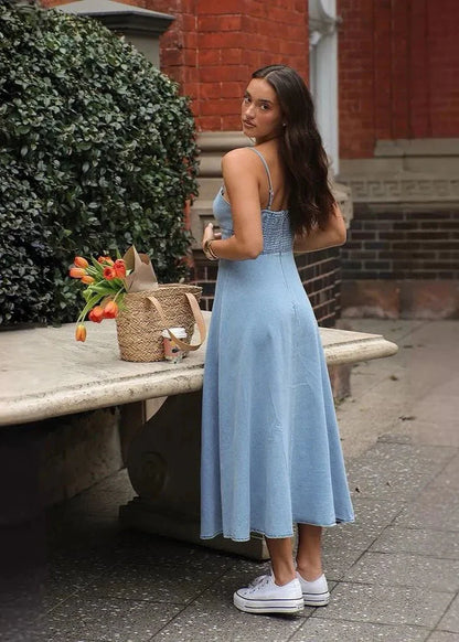 Brianna Corset Denim Midi Dress