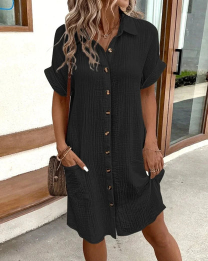 Catalina Cotton-Linen V-Neck Mini Dress