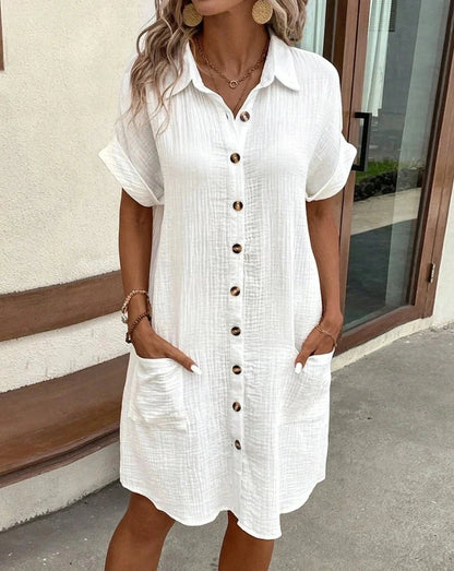 Catalina Cotton-Linen V-Neck Mini Dress