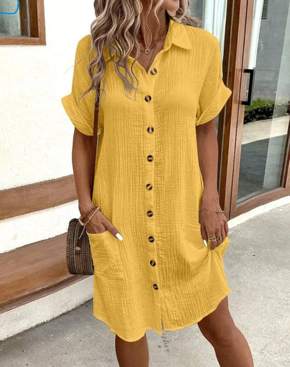 Catalina Cotton-Linen V-Neck Mini Dress