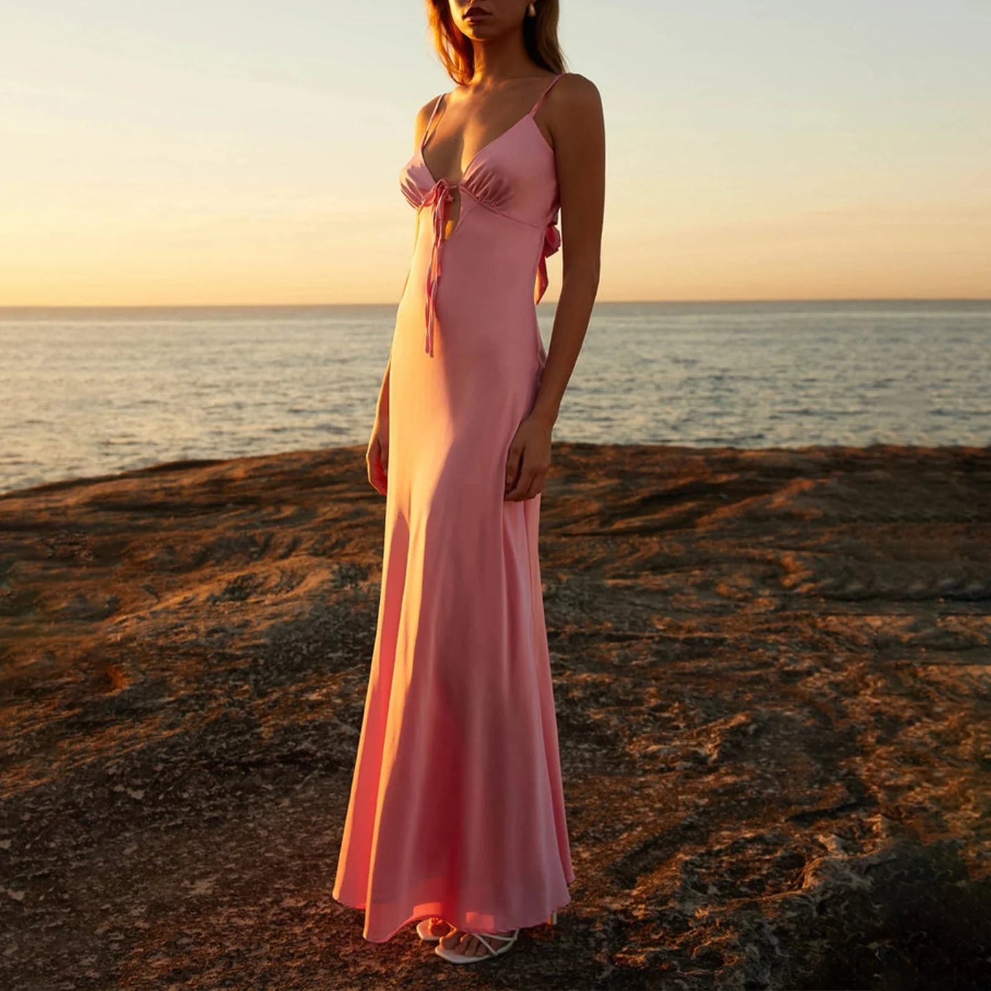 Backless tie-top dress
