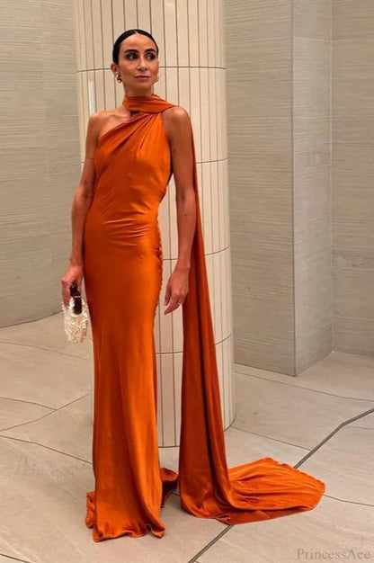 Elegant Satin Halter Dress