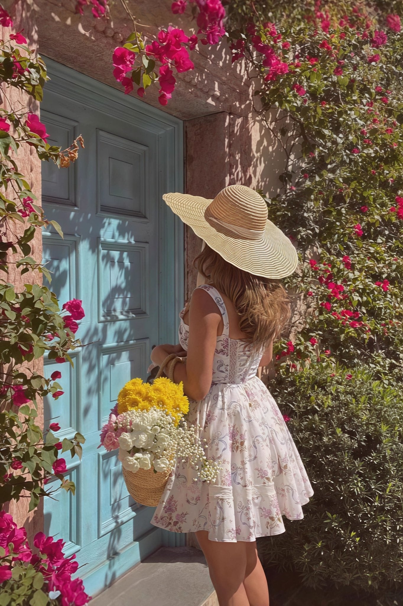 Floral lace dress with spaghetti straps for vacation