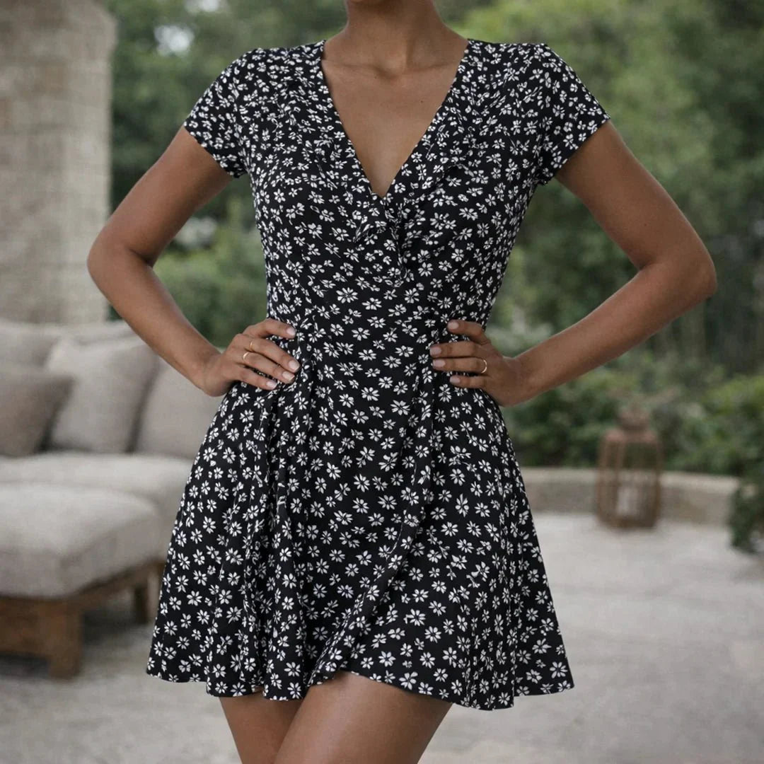 Celeste Floral V-Neck A-Line Mini Dress