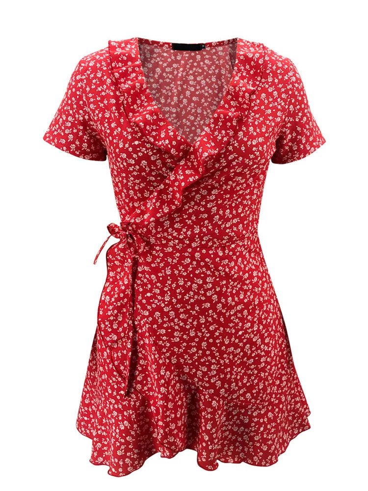 Celeste Floral V-Neck A-Line Mini Dress