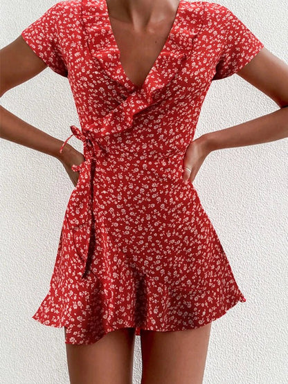 Celeste Floral V-Neck A-Line Mini Dress