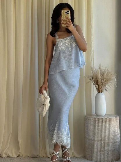 Zweiteiliges Midikleid mit Spitze