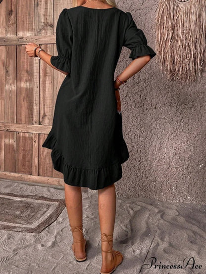 Celeste Ruffled Hem Smock Dress