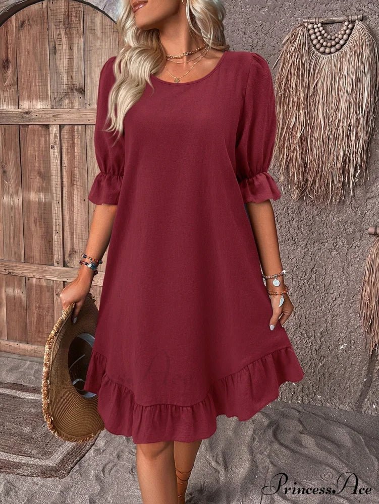 Celeste Ruffled Hem Smock Dress