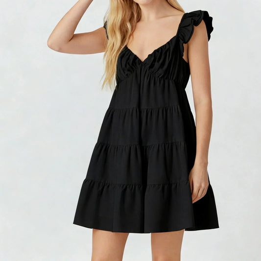 Eulalia Flatterärmel Stufenkleid Mini