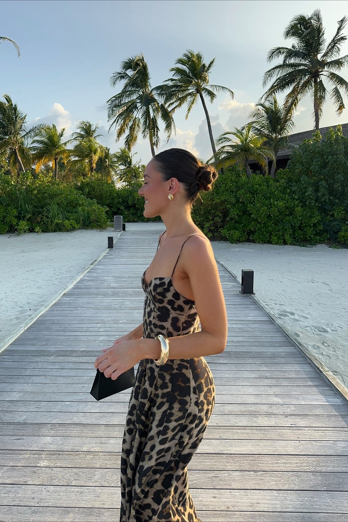 Imogen Maxikleid mit Leopardenmuster und Spaghettiträgern