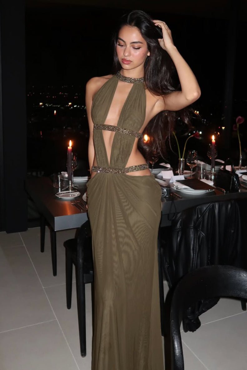 Isolde Maxi Dress with Gathers and Cut-Outs