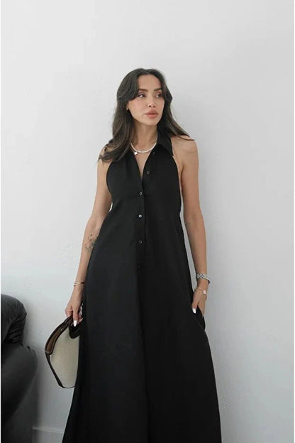 Kaya Halter Neck Maxi Dress Elegant Maxi Dress