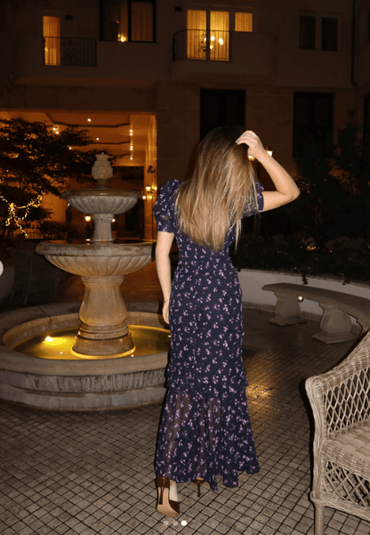 Klea Puff-Sleeve Floral Print Maxi Dress
