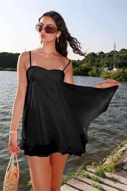 Mireille Off-Shoulder Chiffon Mini Dress
