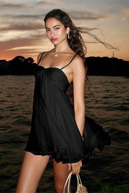 Mireille Off-Shoulder Chiffon Mini Dress