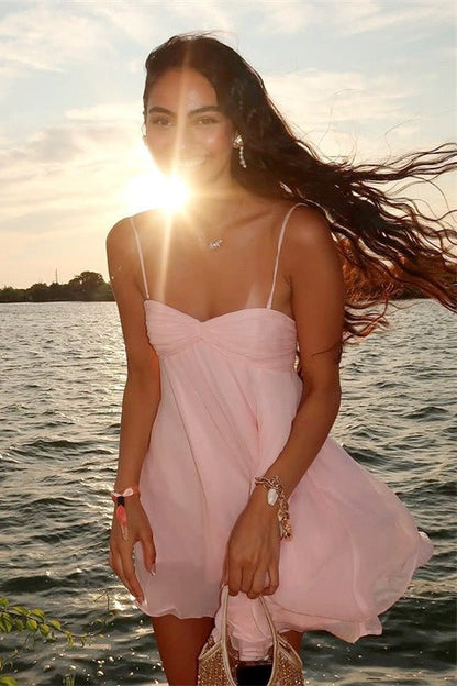 Mireille Off-Shoulder Chiffon Mini Dress