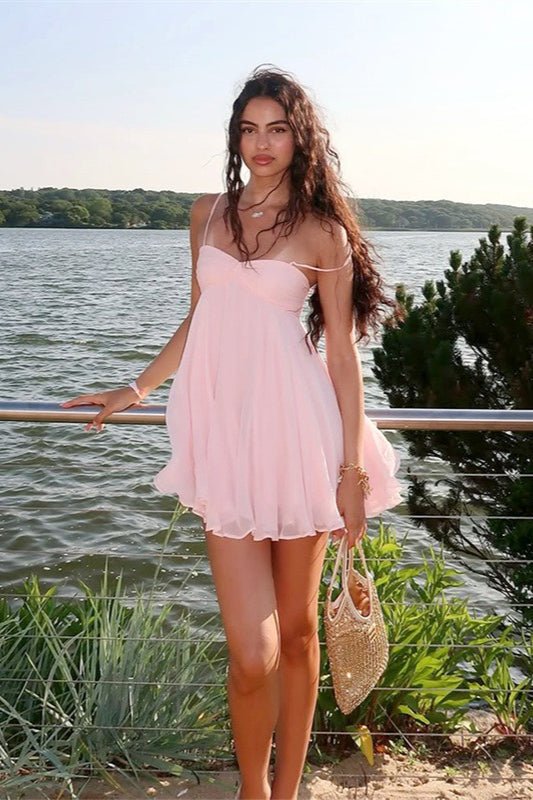 Mireille Off-Shoulder Chiffon Mini Dress