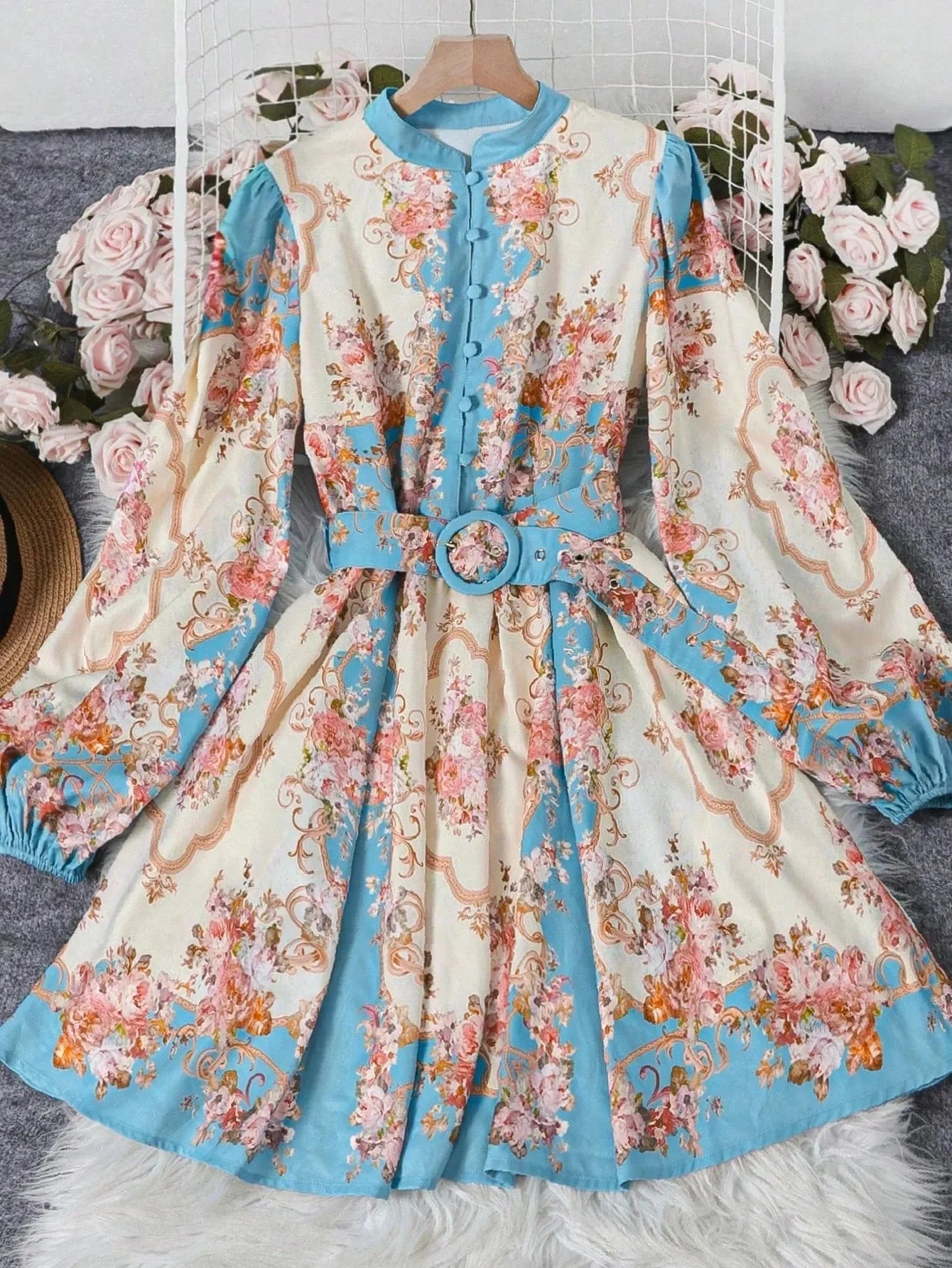 Petunia Midikleid mit Blumenprint und Gürtel