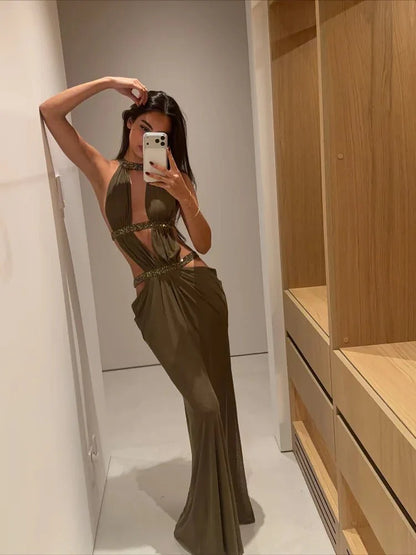 Rafaela Sequin Dress Halterneck Maxi Evening Dress