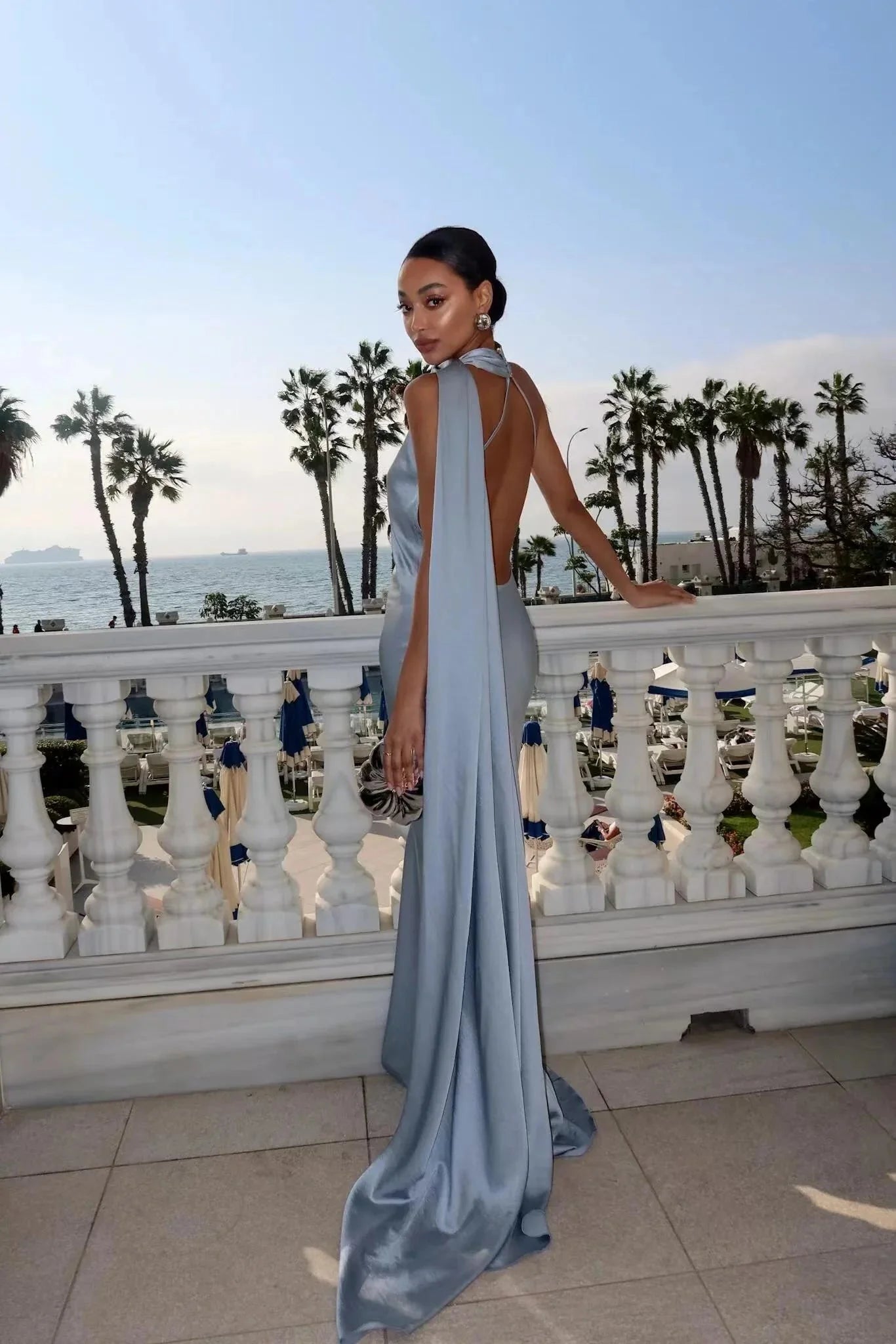 Raisa Satin Backless Evening Dress